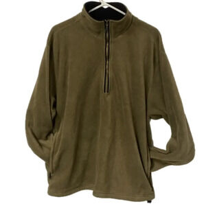 Cutter & Buck Mens Olive Green Fleece Pullover 1/4 Zip Jacket